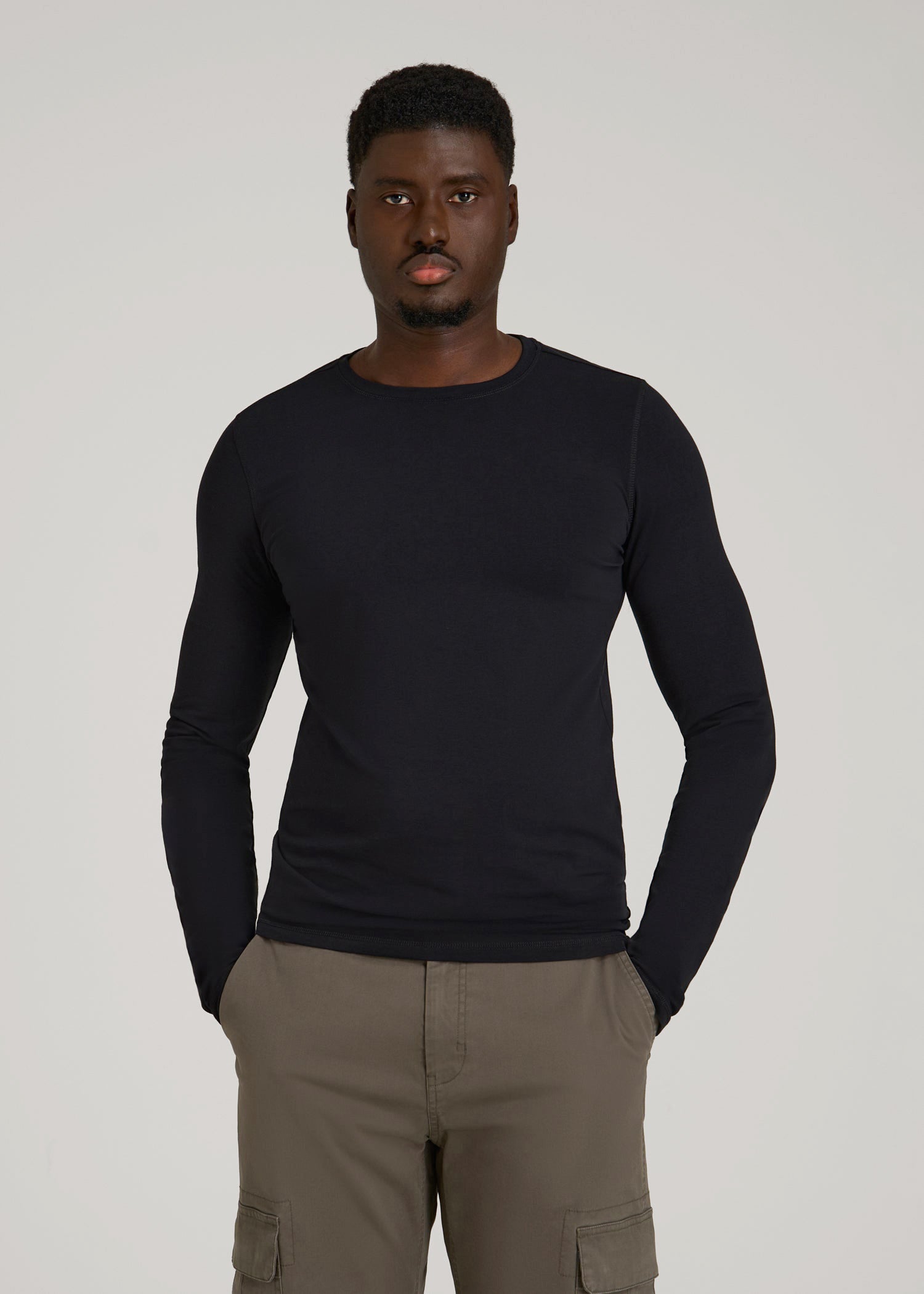 The Essential Slim Fit Long Sleeve Tee for Tall Men in Black S / Tall / Black