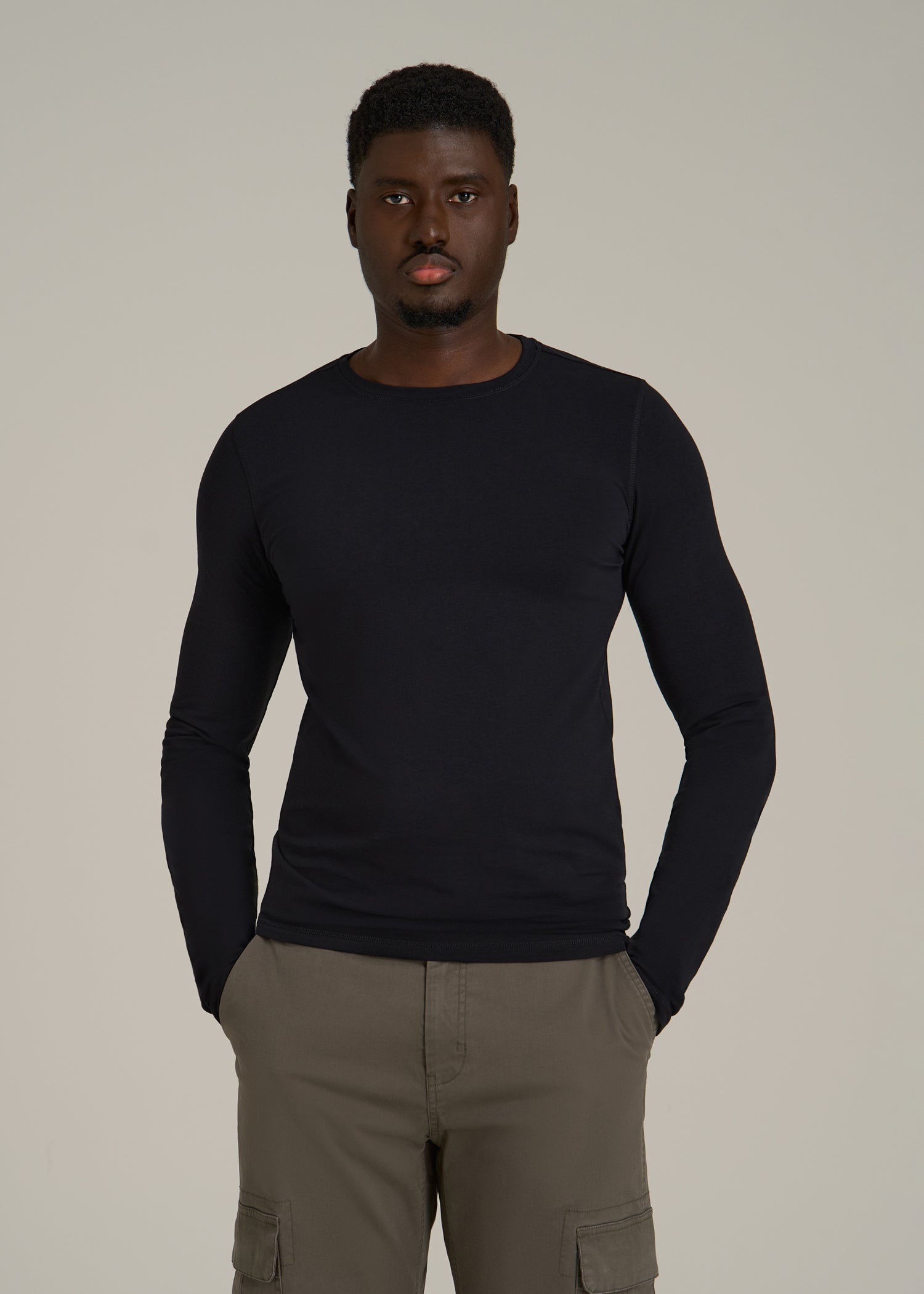 The Essential SLIM-FIT Long Sleeve Tee for Tall Men in Black