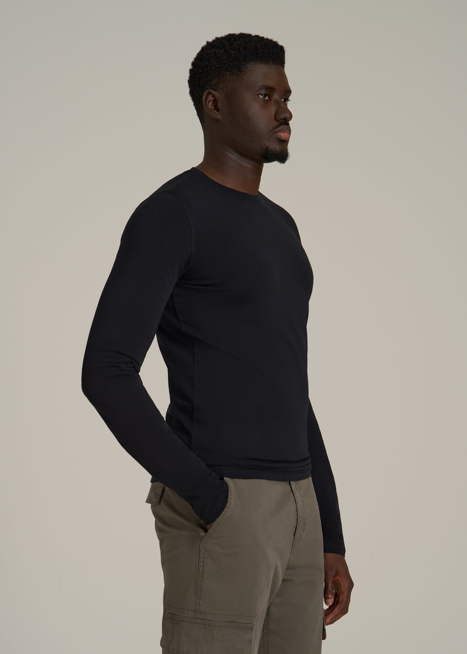 The Essential SLIM-FIT Long Sleeve Tee for Tall Men in Black