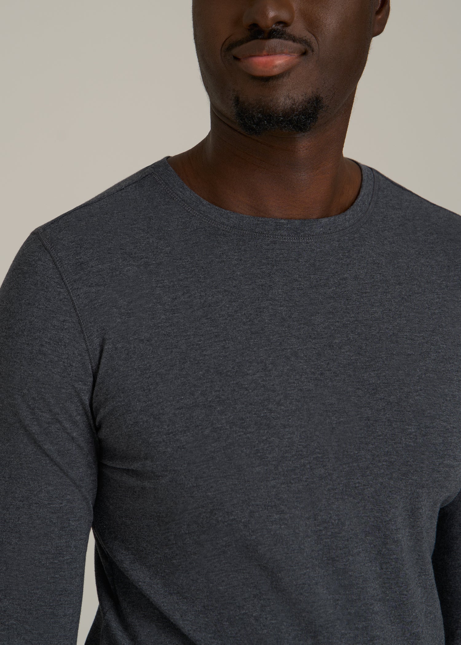 The Essential SLIM-FIT Long Sleeve Tee for Tall Men in Charcoal Mix