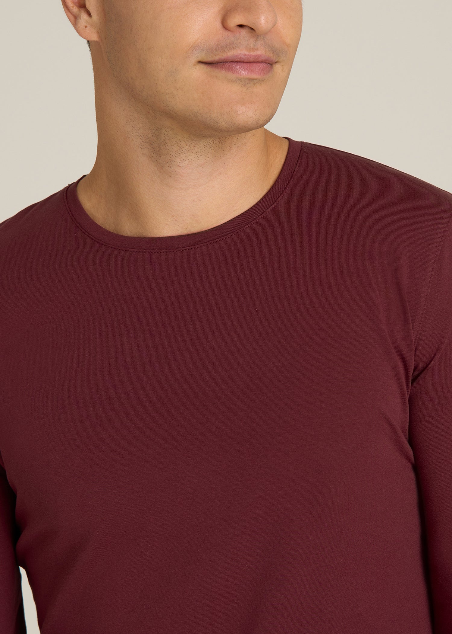 The Essential Slim Fit Long Sleeve Tee for Tall Men in Tawny Port