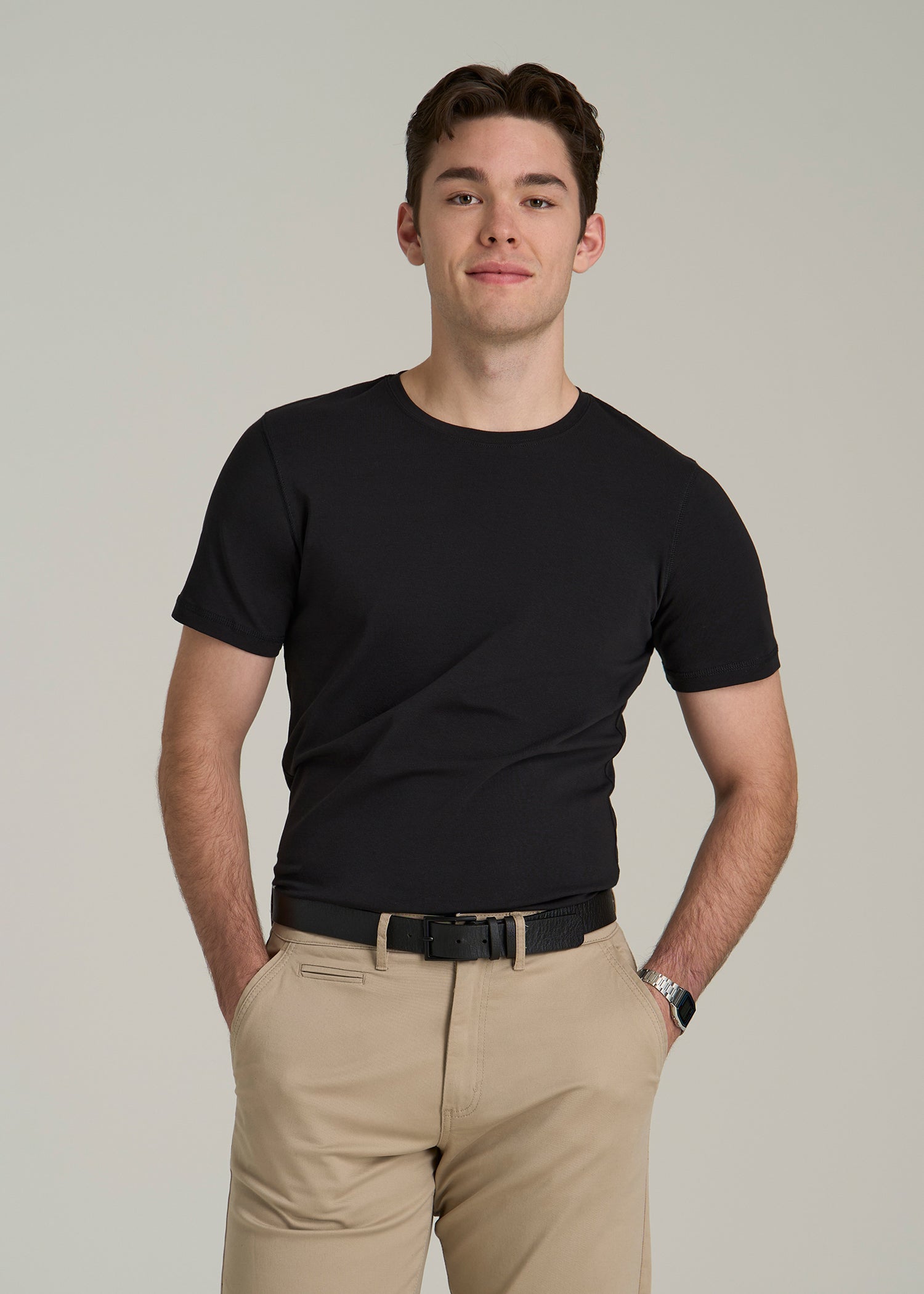 Slim Fit Black T-Shirt Tall Men's Essentials American Tall