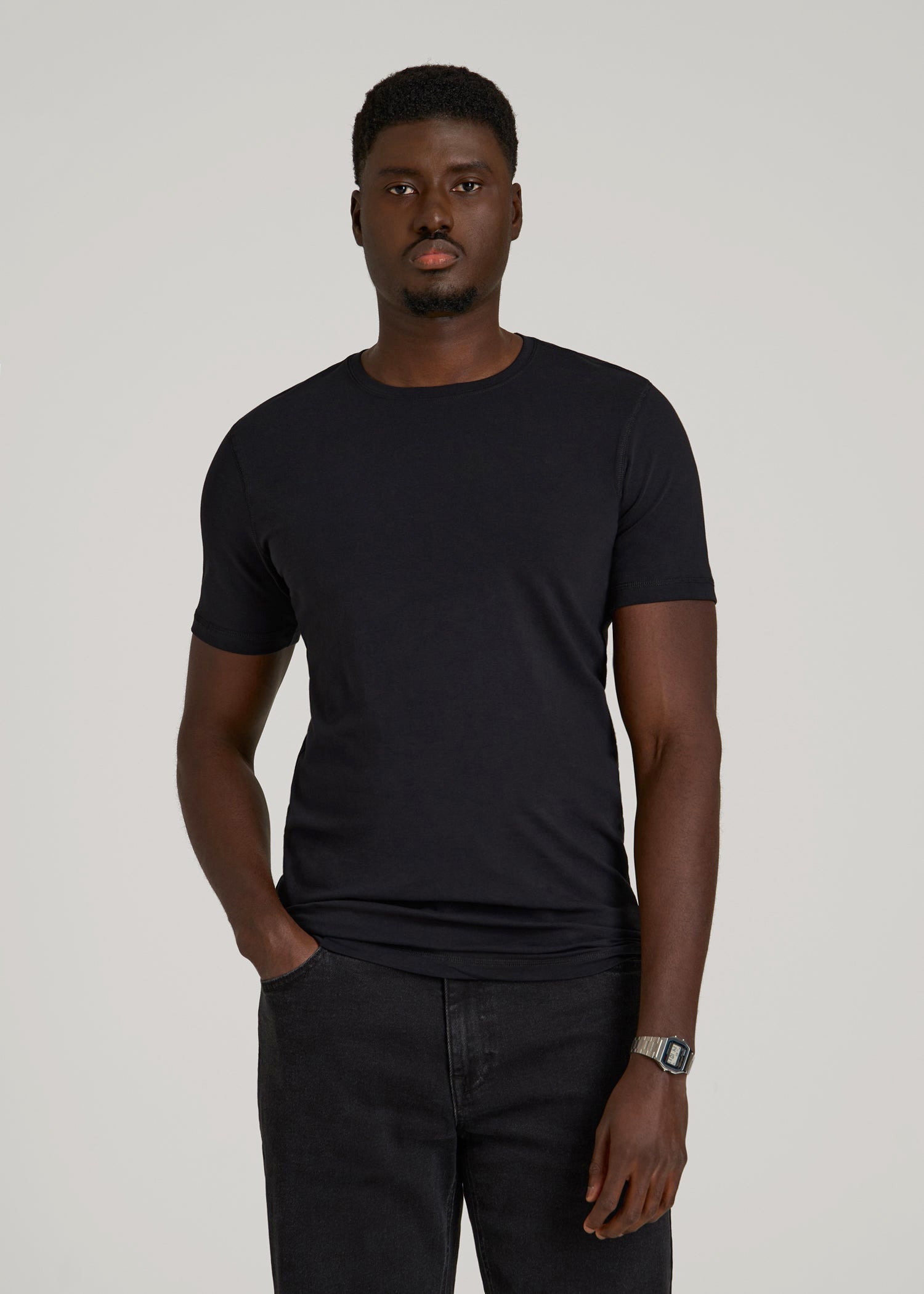 The Essential Slim Fit Crewneck Tee for Tall Men in Black S / Tall / Black The Essential Slim Fit Crewneck Tee for Tall Men in Black S / Tall / Black