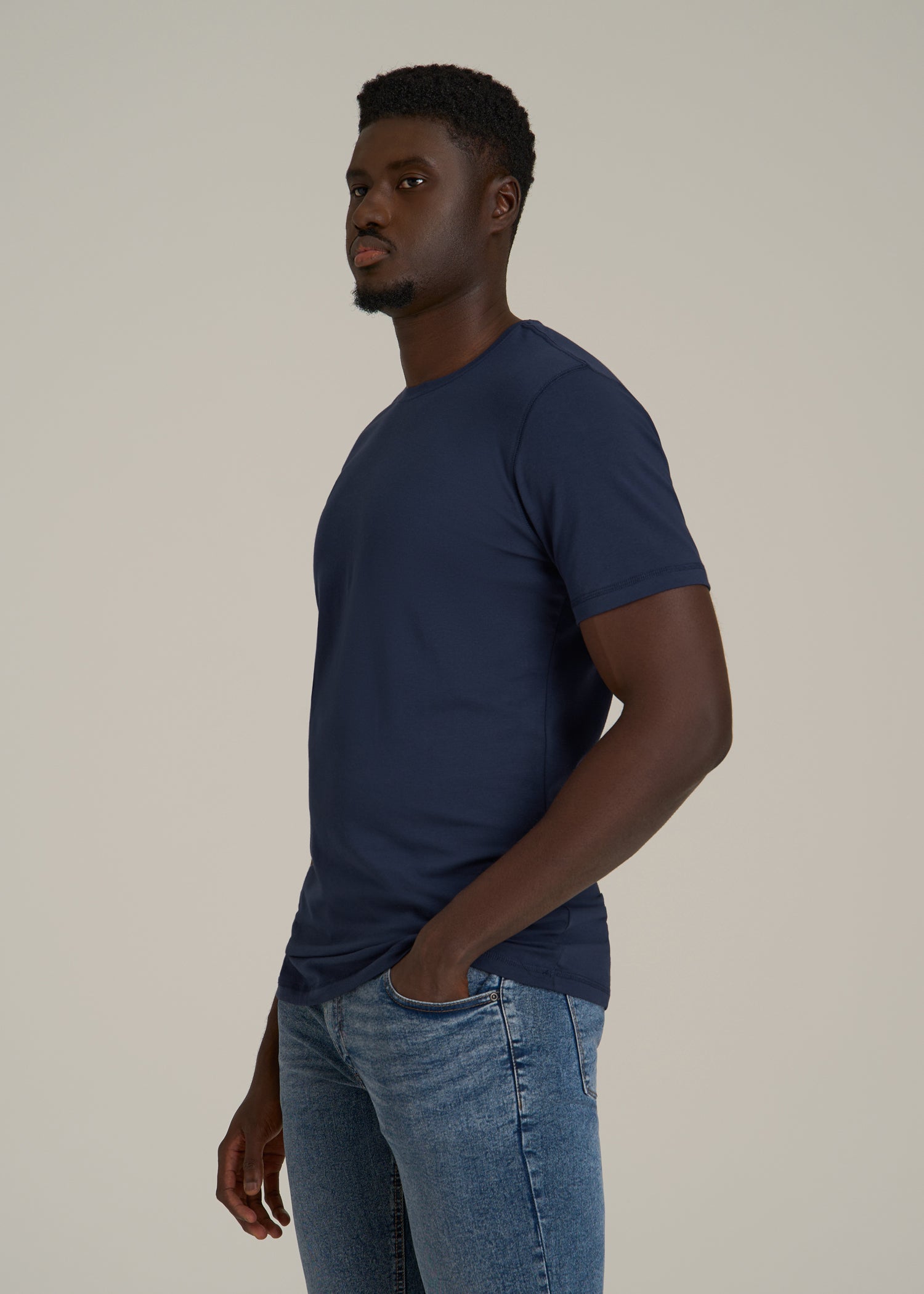 The Essential SLIM-FIT Crewneck Tee for Tall Men in Navy