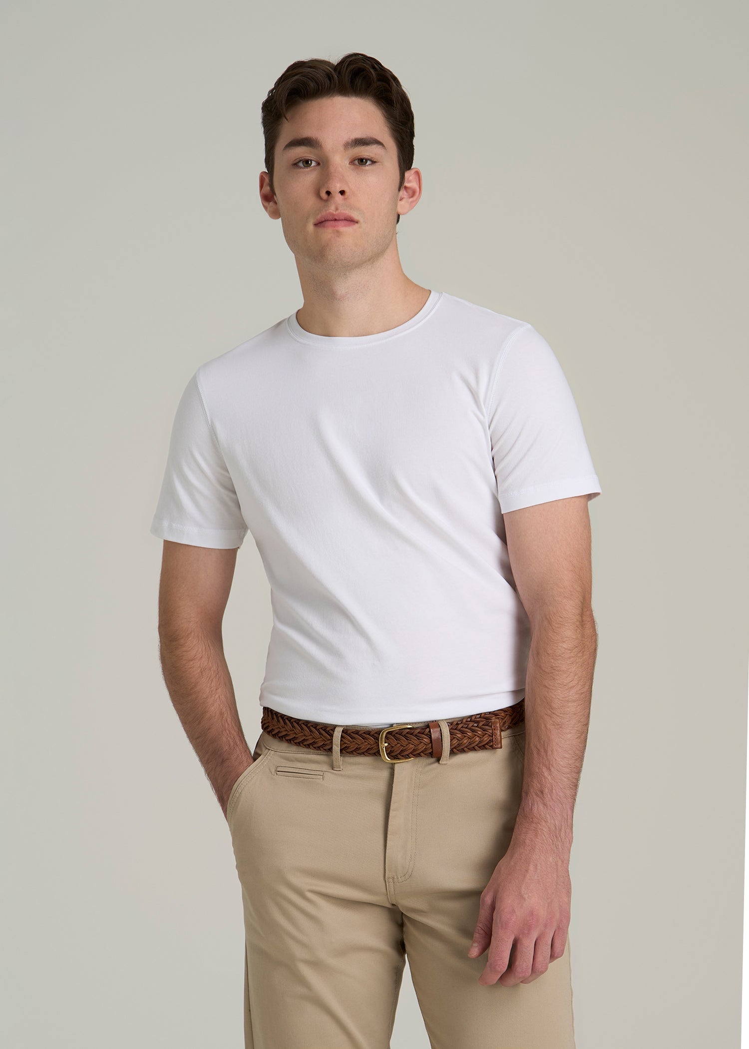Essential Slim-Fit Crewneck Men's Tall Tees White American Tall