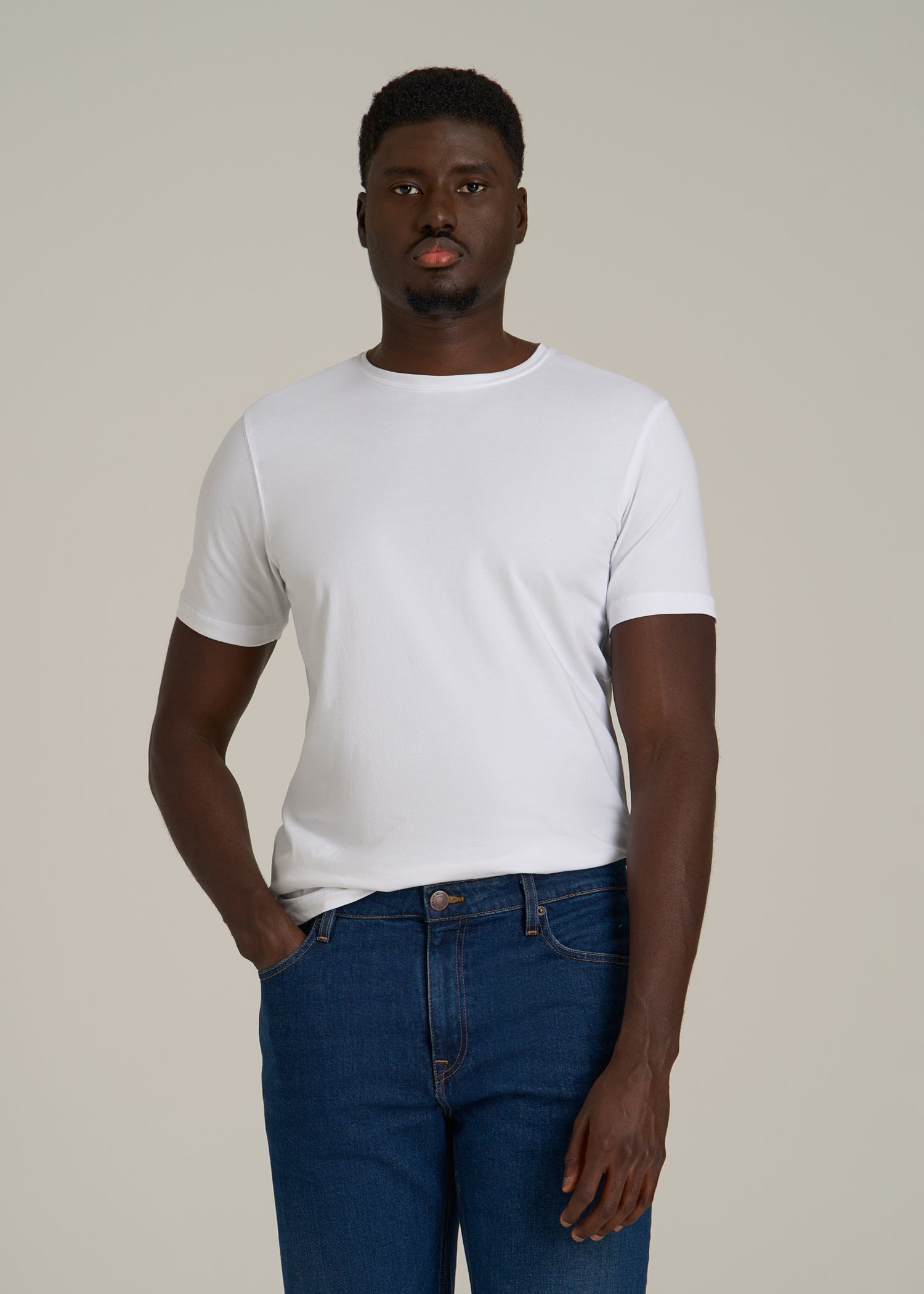 The Essential SLIM-FIT Crewneck Tee for Tall Men in White