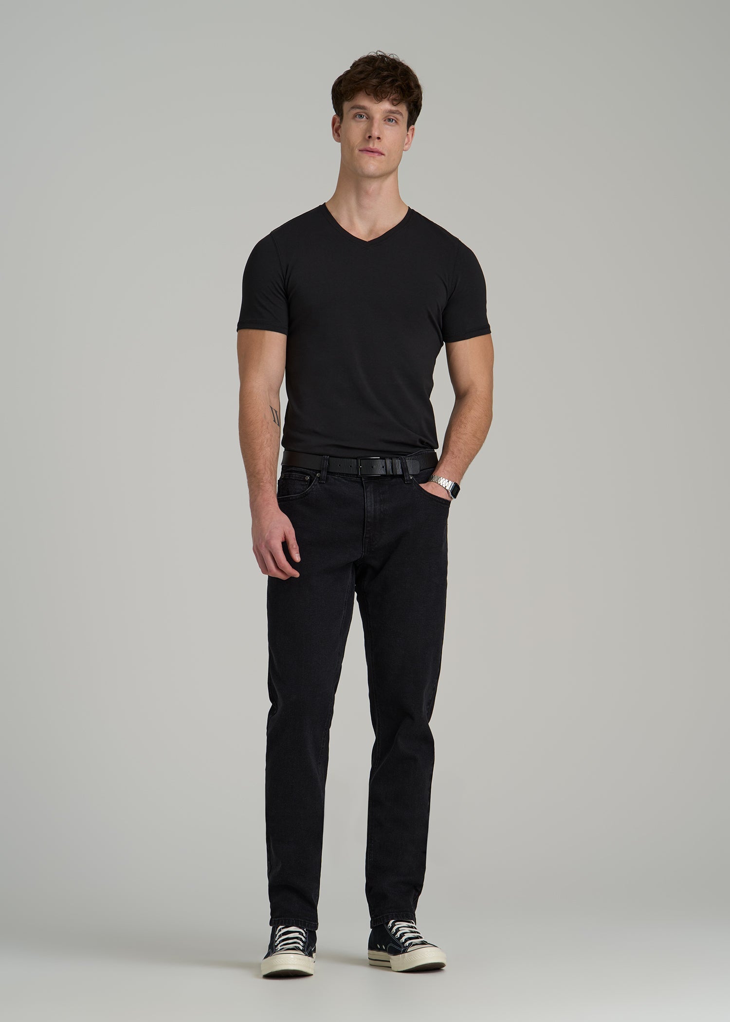 The Essential SLIM-FIT V-Neck Tee for Tall Men in Black