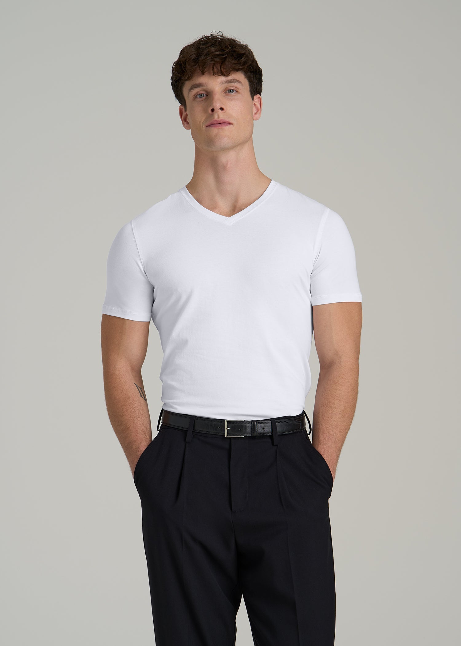 The Essential SLIM-FIT V-Neck Tee for Tall Men in White