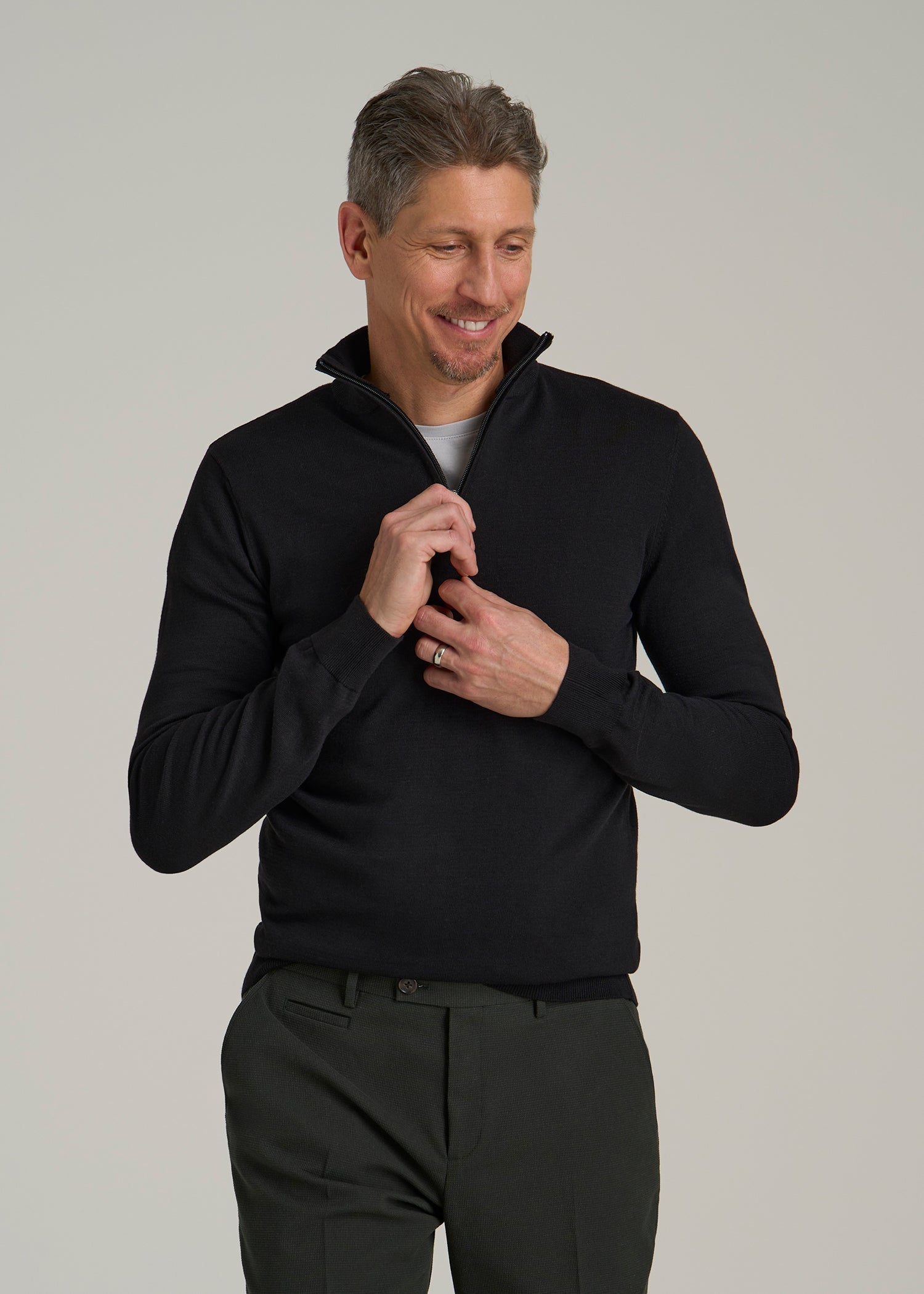 Tall Quarter Zip: Men's Tall Quarter Zip Black Sweater – American Tall