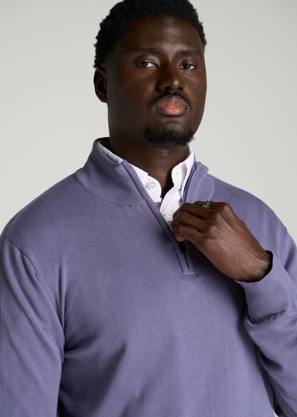 Everyday Quarter Zip Sweater for Tall Men in Blue Granite