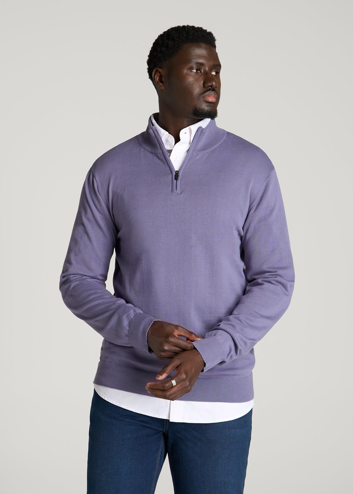 Everyday Quarter Zip Sweater for Tall Men in Blue Granite