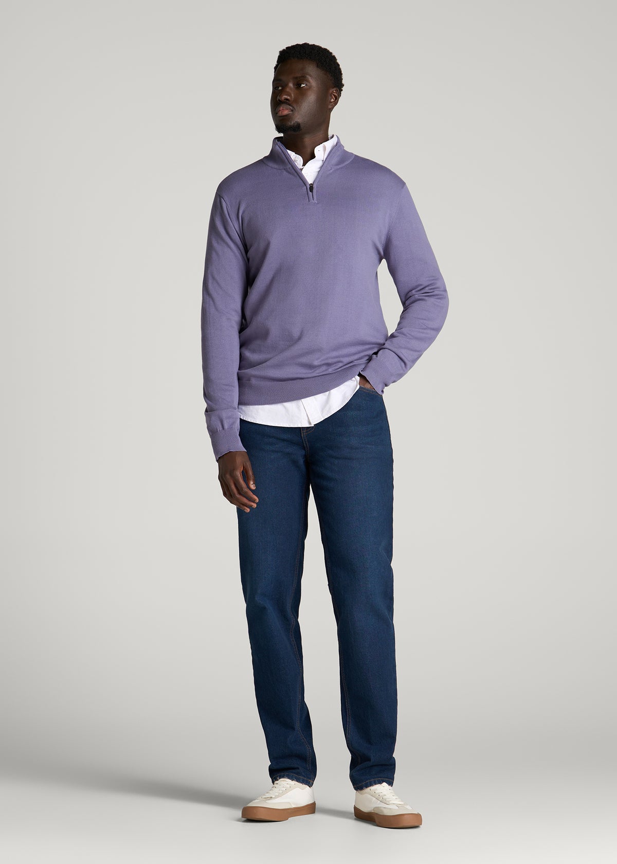 Everyday Quarter Zip Sweater for Tall Men in Blue Granite
