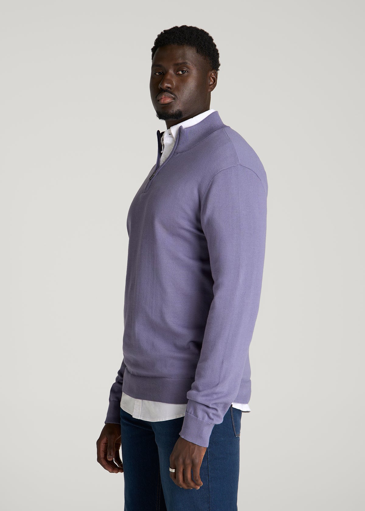 Everyday Quarter Zip Sweater for Tall Men in Blue Granite