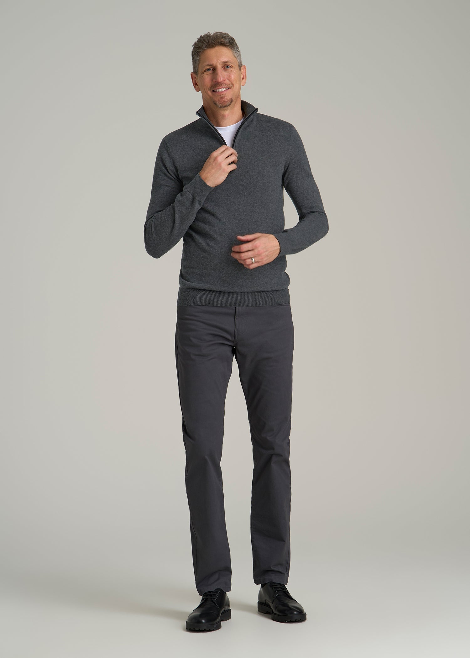 Everyday Quarter-Zip Sweater for Tall Men in Charcoal Mix
