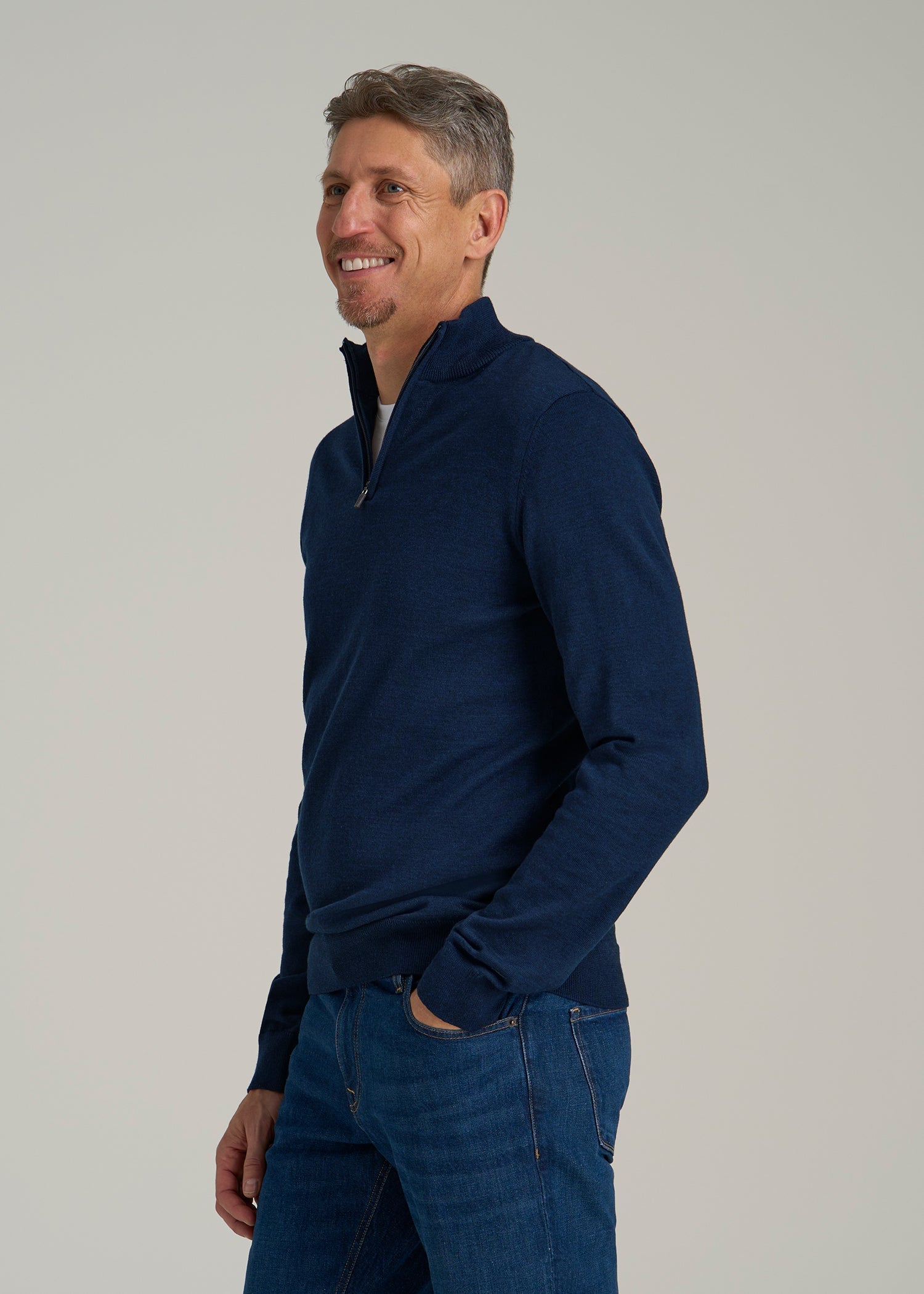 Everyday Quarter-Zip Sweater for Tall Men in Patriot Blue
