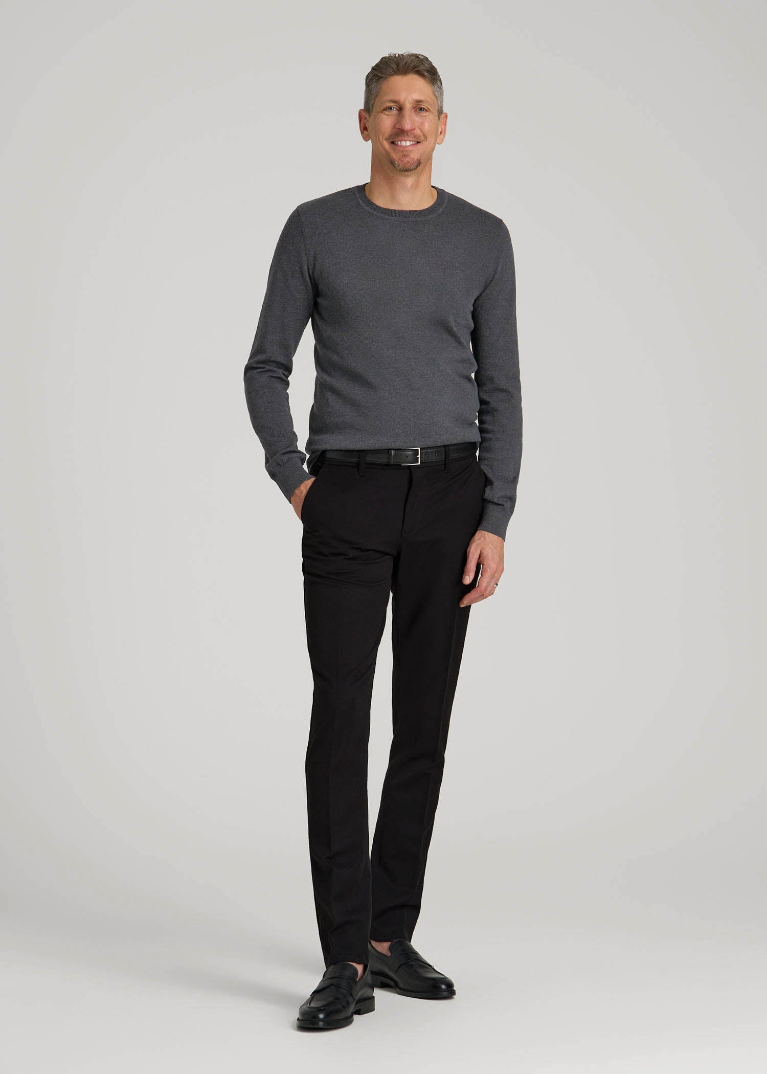 Everyday Crewneck Sweater for Tall Men in Charcoal Mix