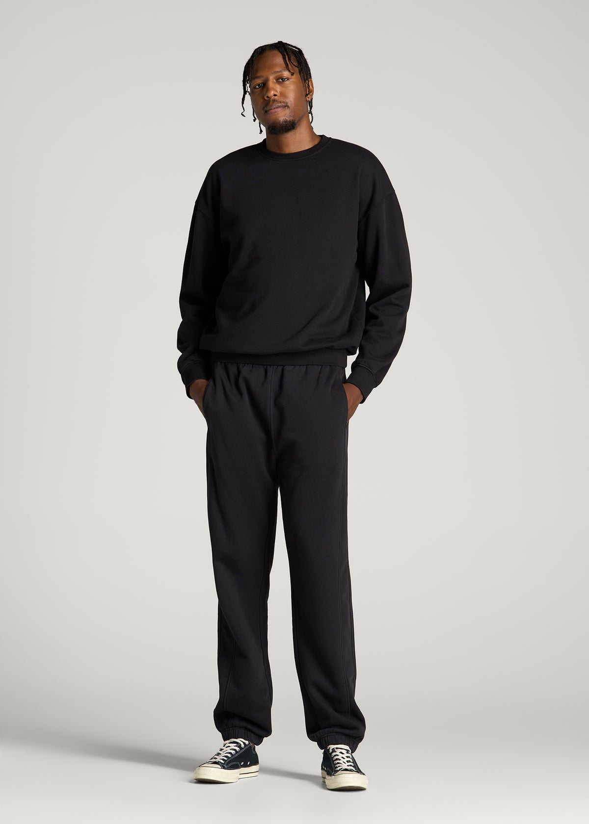 Everyday Fleece Crewneck for Tall Men in Black