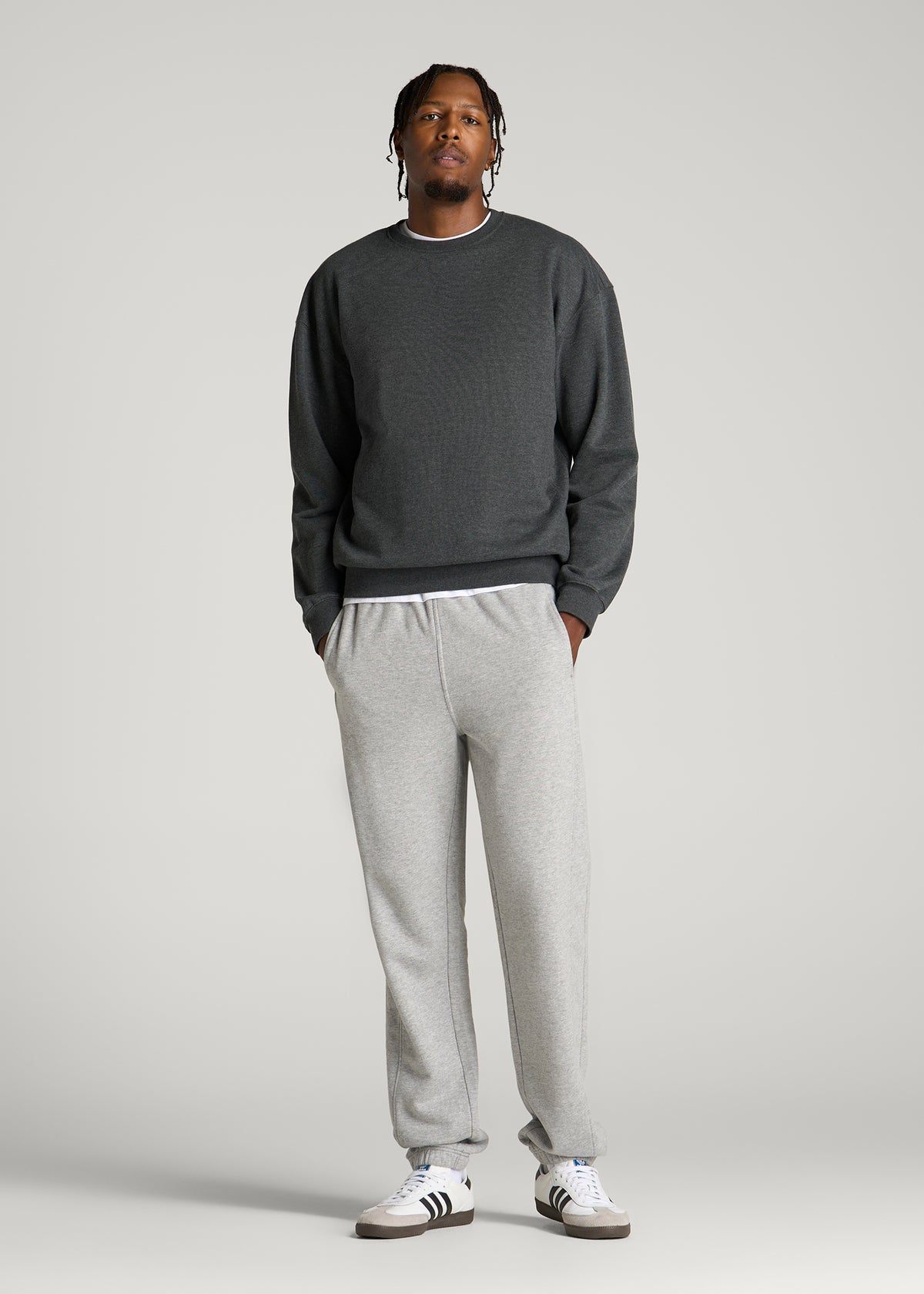 Everyday Fleece Crewneck for Tall Men in Charcoal Mix