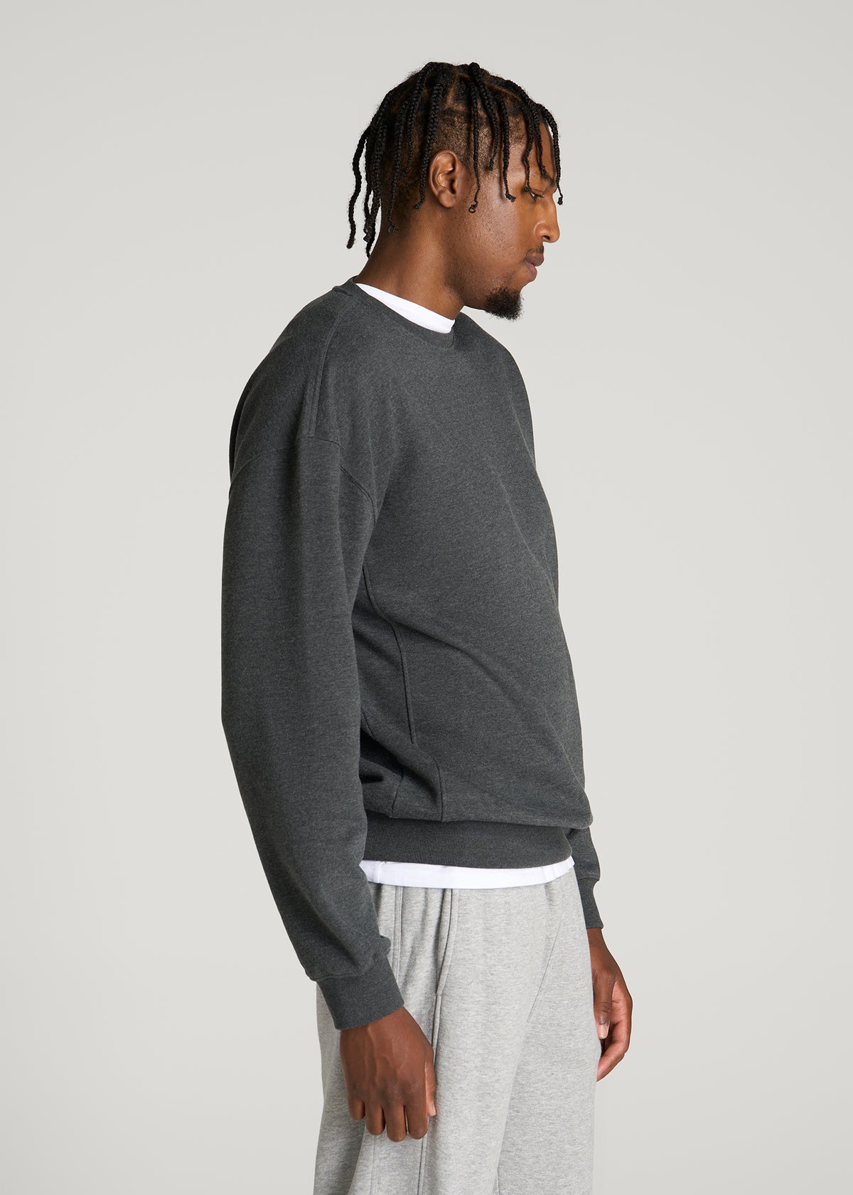 Everyday Fleece Crewneck for Tall Men in Charcoal Mix