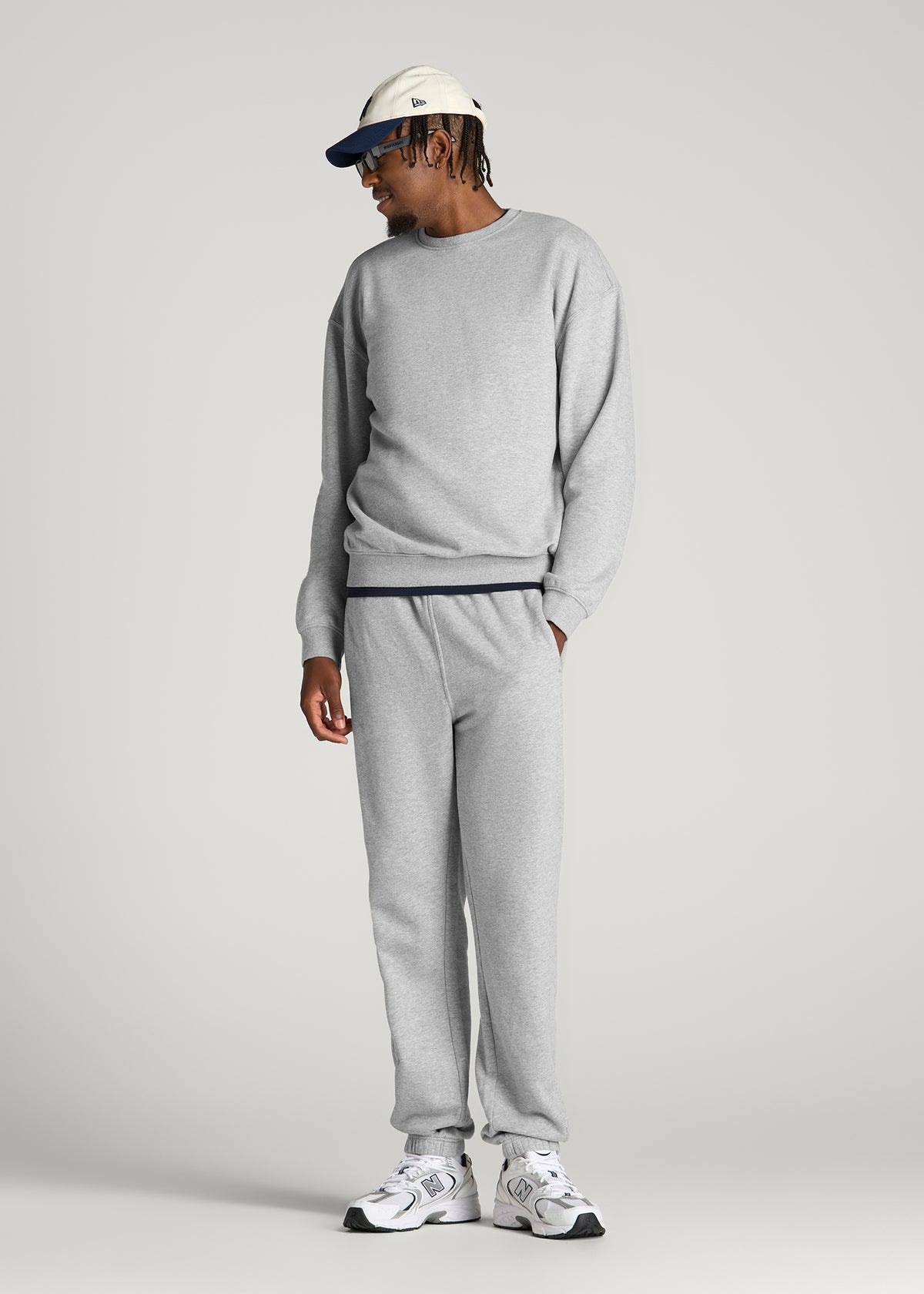 Everyday Fleece Crewneck for Tall Men in Grey Mix