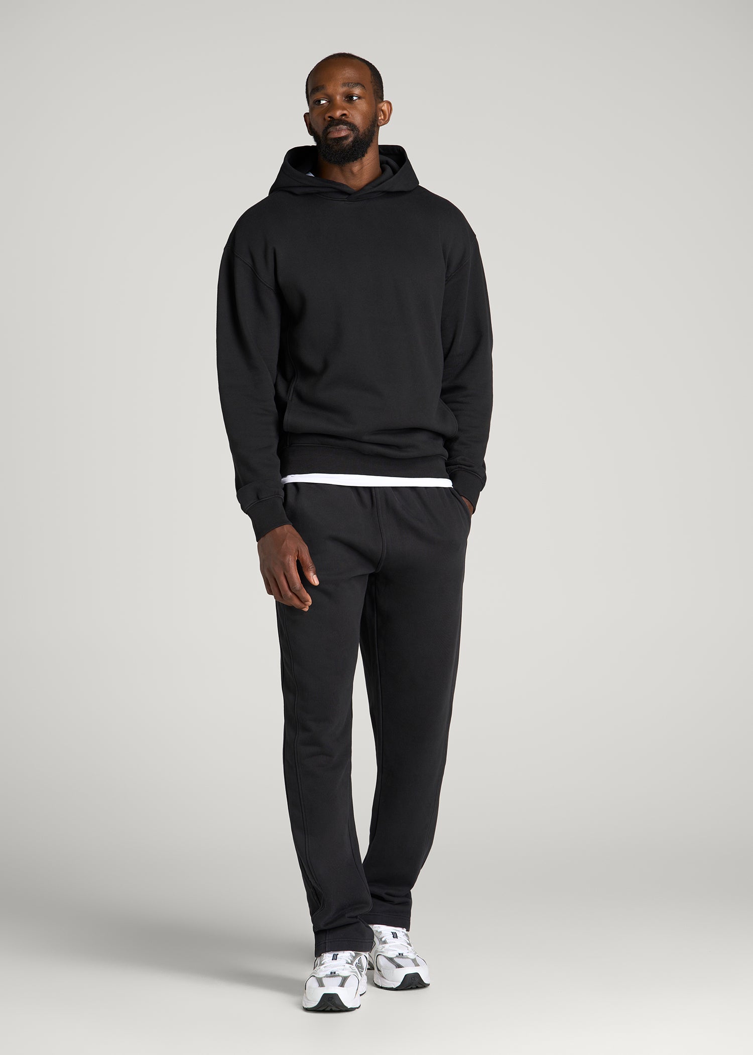 Everyday Fleece Popover Hoodie for Tall Men in Black