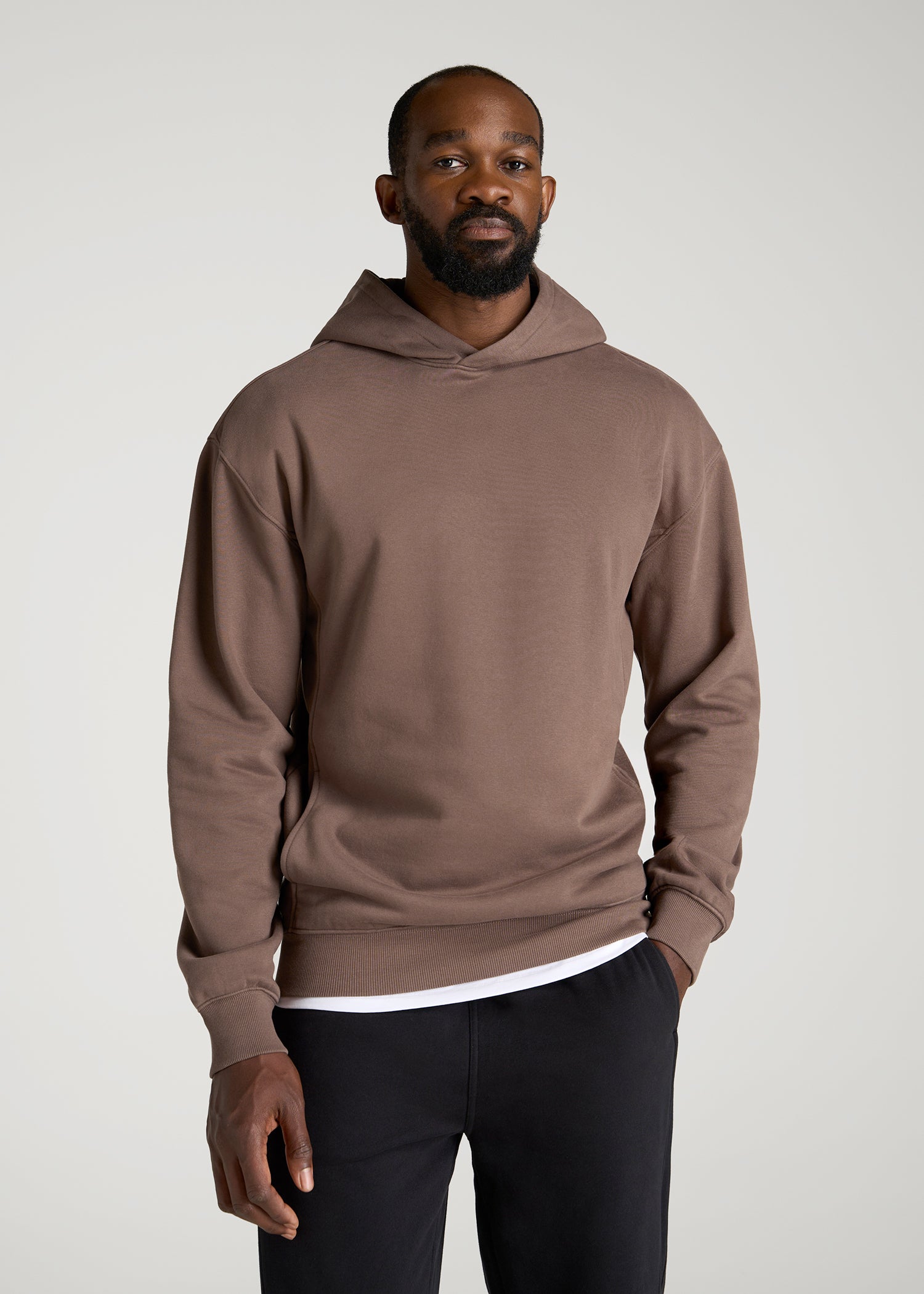 Everyday Fleece Popover Hoodie for Tall Men in Coffee Quartz