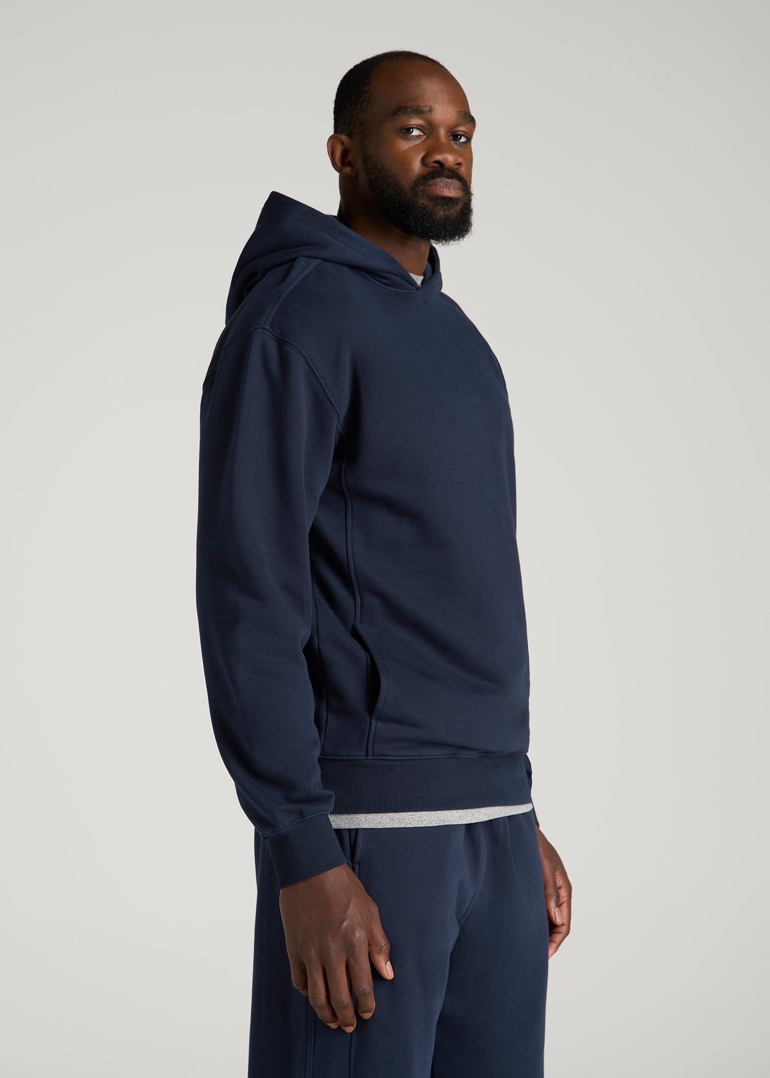 Everyday Fleece Popover Hoodie for Tall Men in Royal Navy