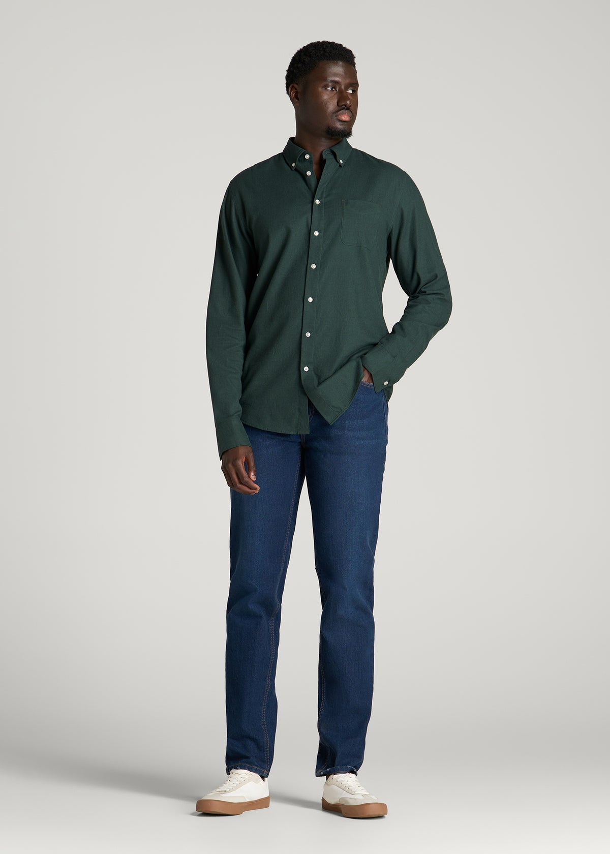 Everyday Lightweight Flannel Shirt for Tall Men in Boreal Forest Melange
