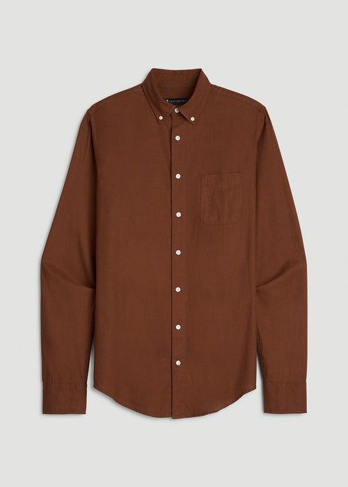Everyday Lightweight Flannel Shirt for Tall Men in Deep Caramel Melange