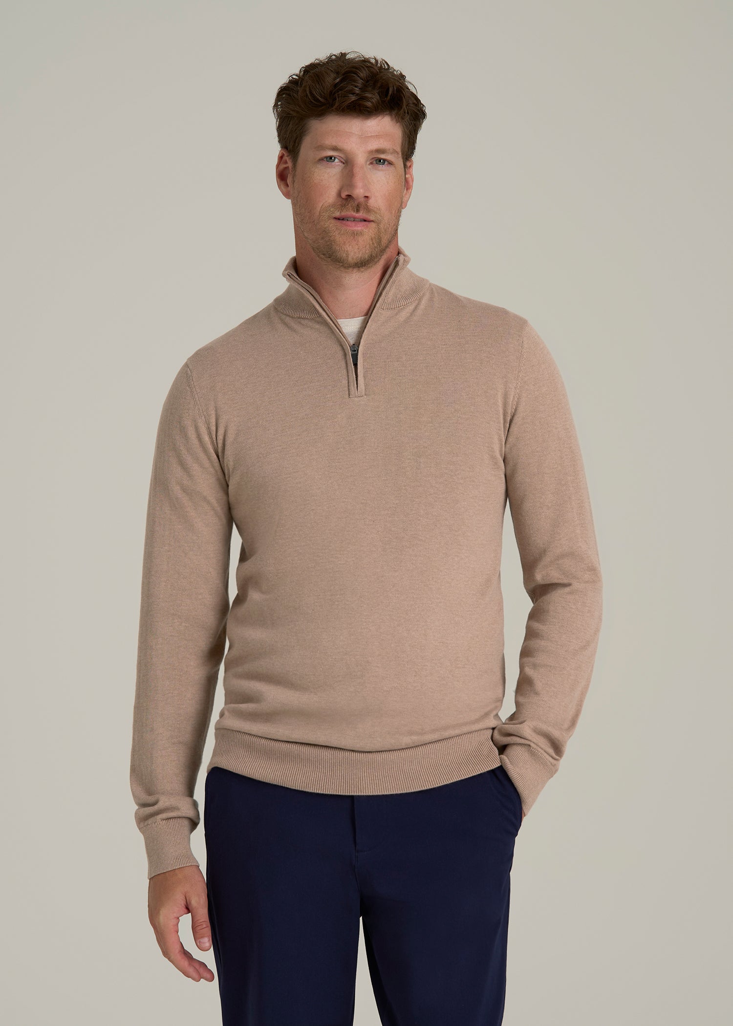 Everyday Quarter Zip Sweater for Tall Men in Stucco