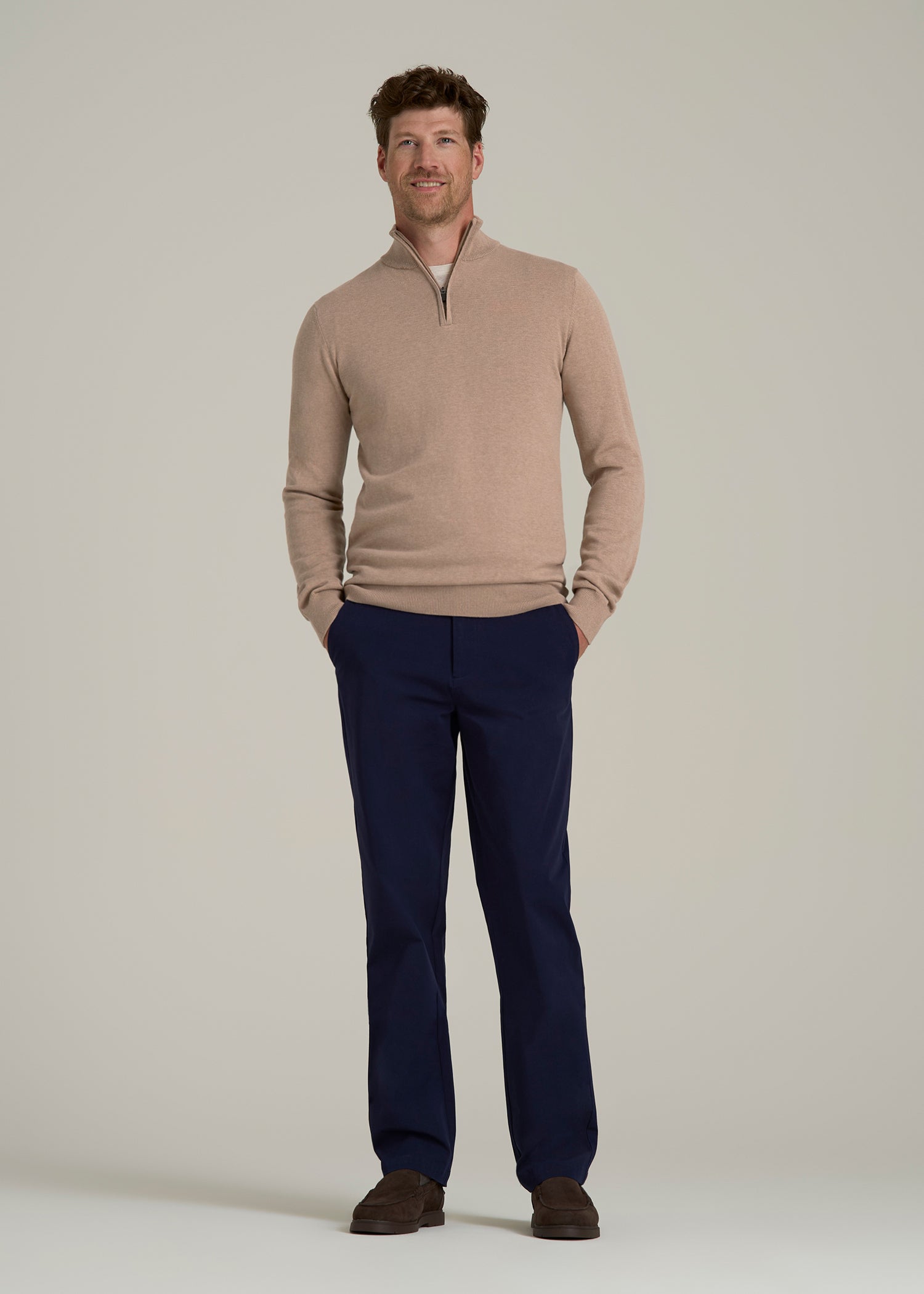 Everyday  Quarter Zip Sweater in Stucco