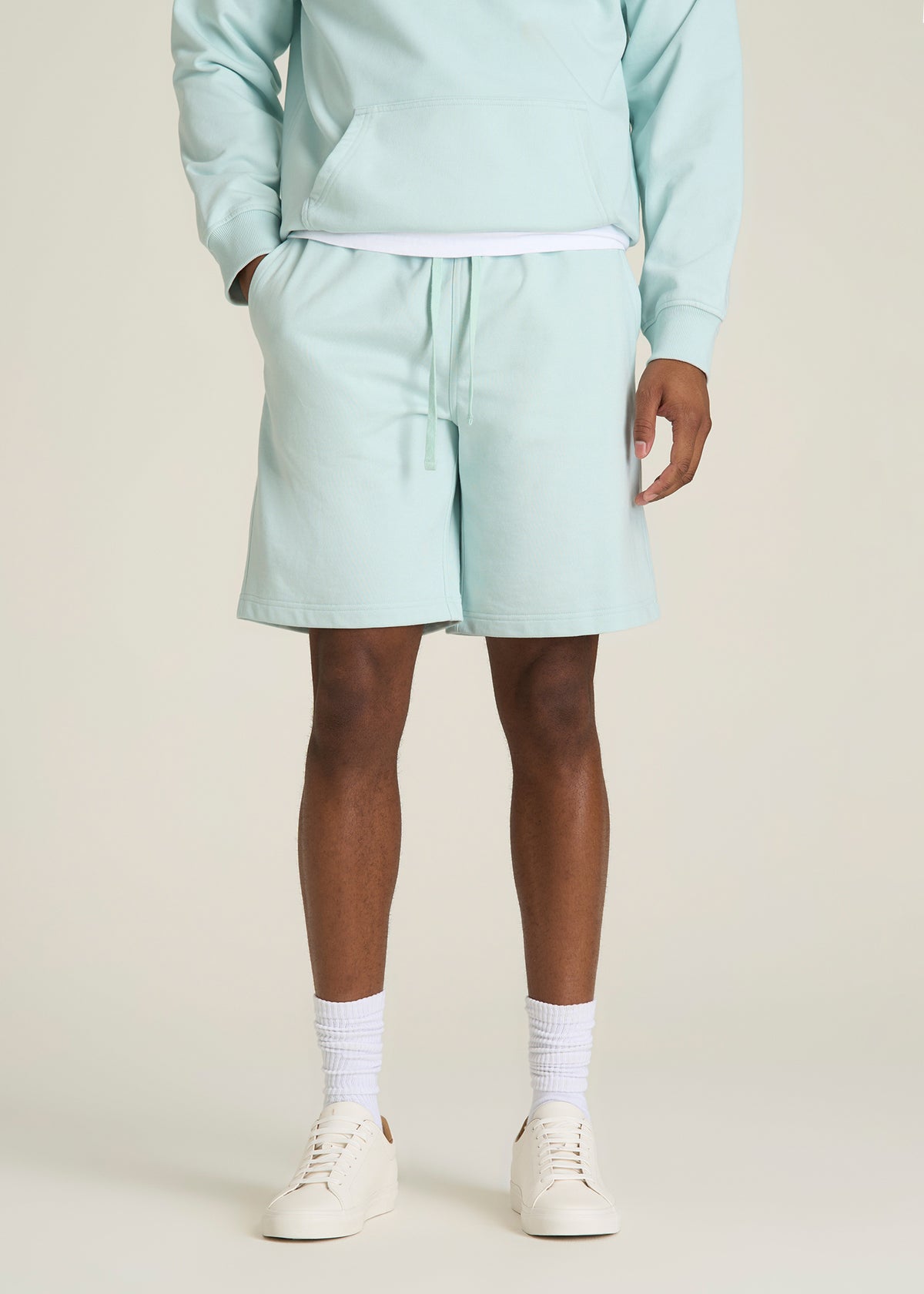 Everyday French Terry Shorts for Tall Men in Opal Blue