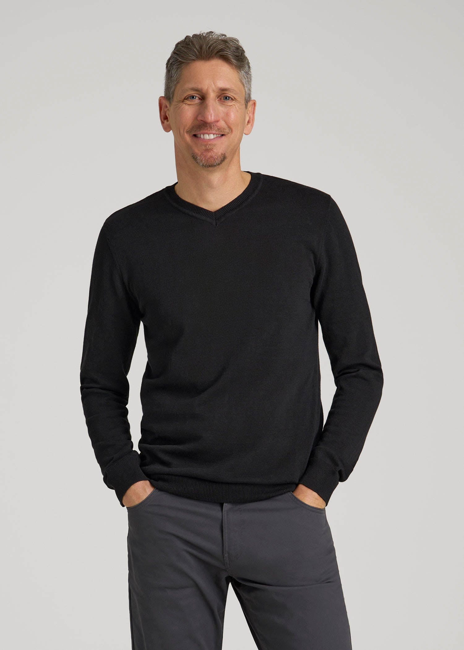 Men's Tall Everyday V-Neck Sweater Black | American Tall