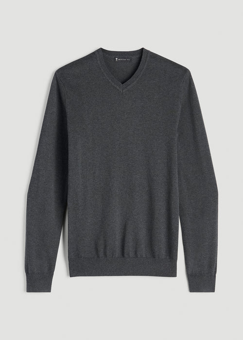 Everyday V-Neck Sweater for Tall Men in Charcoal Mix