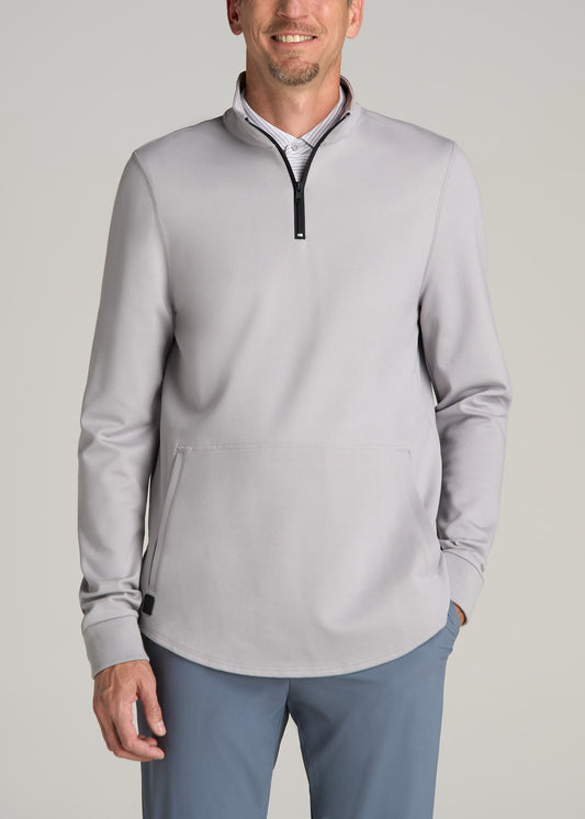 Fairway Popover Tall Men's Sweatshirt in Light Grey