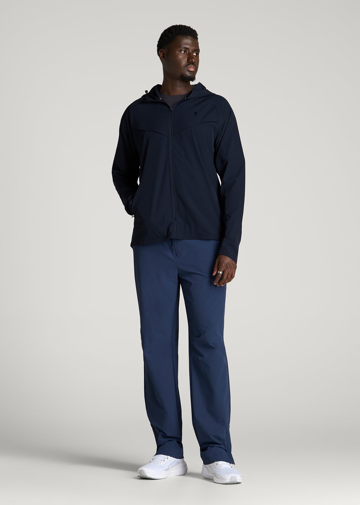 Featherweight Full-Zip Hooded Jacket for Tall Men in Royal Navy