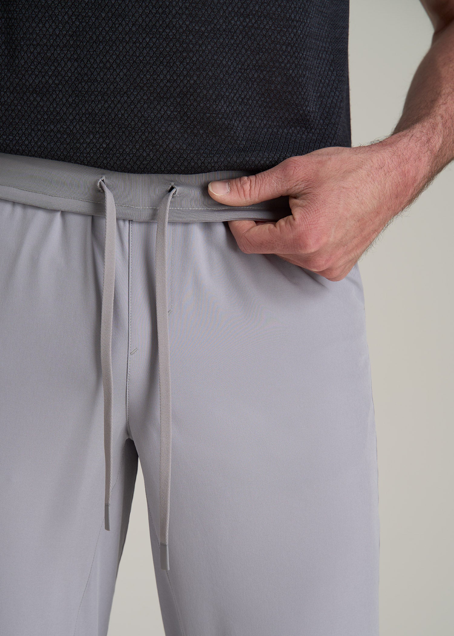 Featherweight Perforated Training Joggers for Tall Men in Light Grey