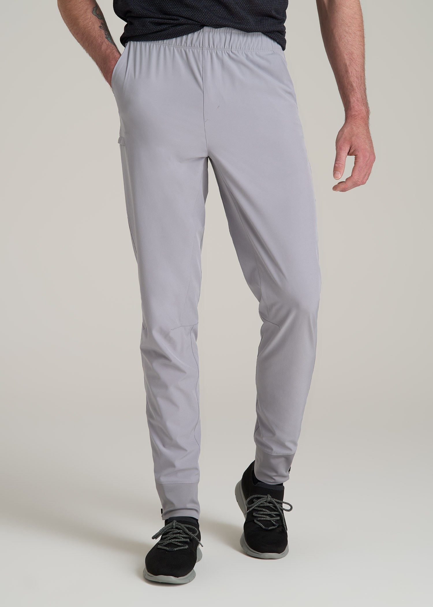 Featherweight Perforated Training Joggers for Tall Men in Light Grey