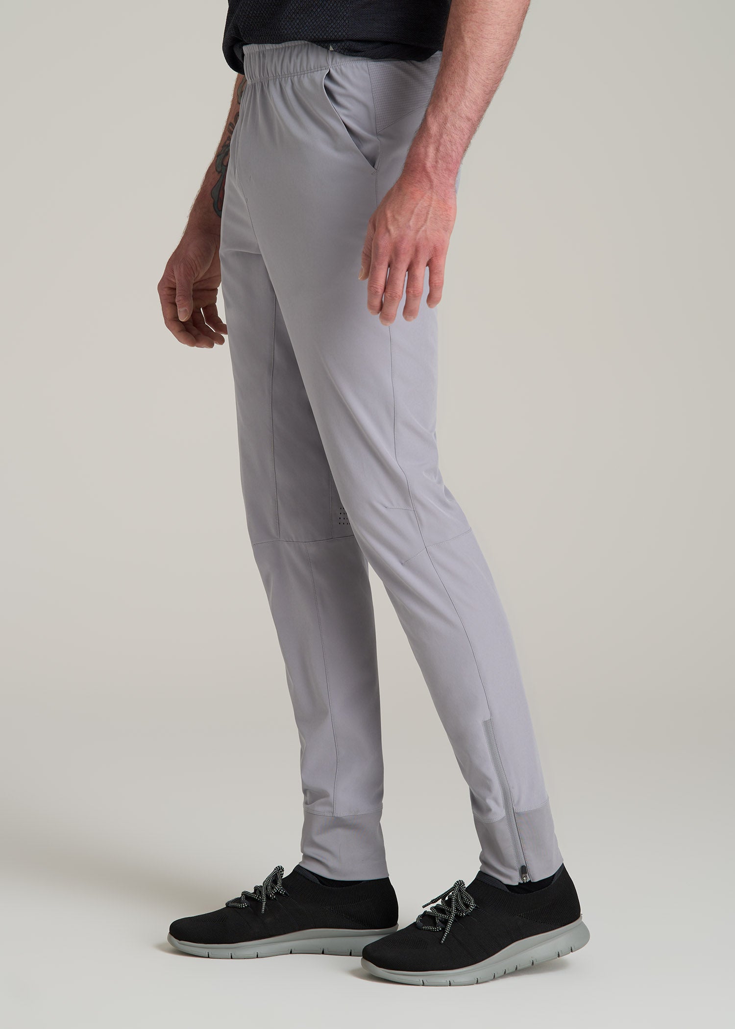 Featherweight Perforated Training Joggers for Tall Men in Light Grey