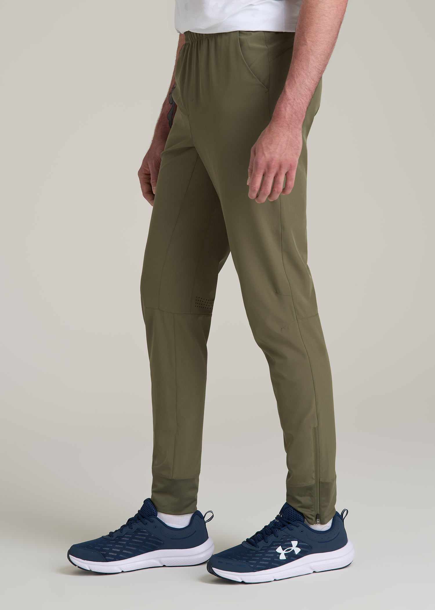 Featherweight Perforated Training Joggers for Tall Men in Olive