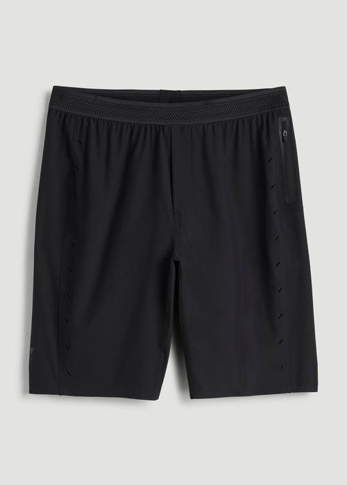 Featherweight Perforated Training Shorts for Tall Men in Black