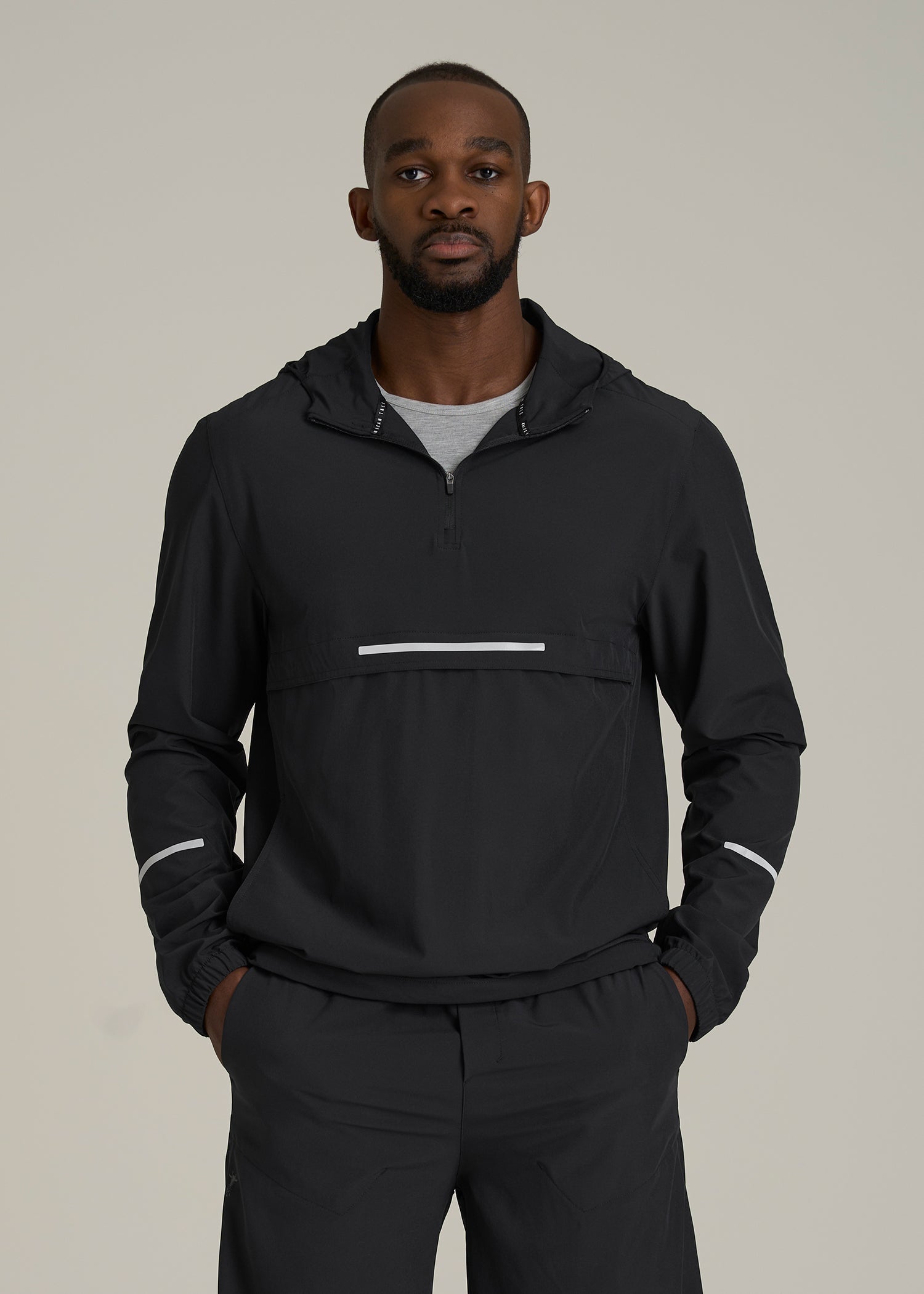 Featherweight Packable Anorak for Tall Men in Black