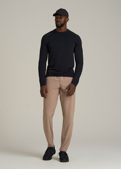 Featherweight Running Pants for Tall Men in Dark Sand