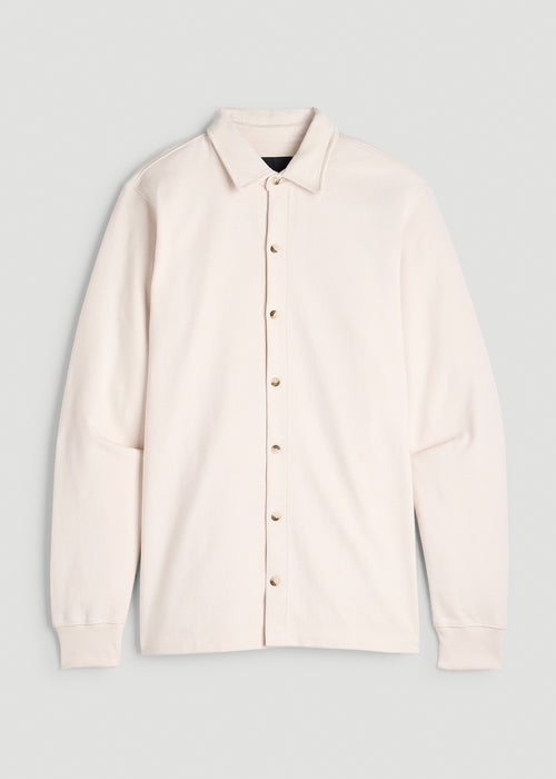 Field Knit Jersey Button Shirt for Tall Men in Parchment