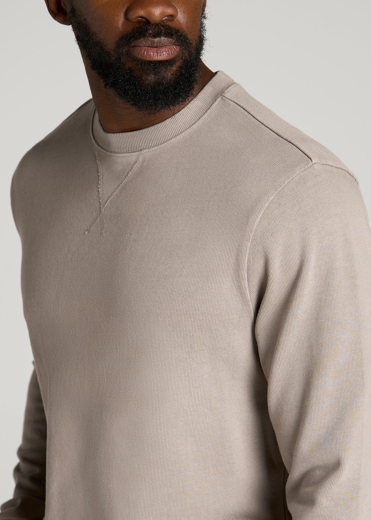 Field Knit Jersey Crewneck for Tall Men in Moon Rock