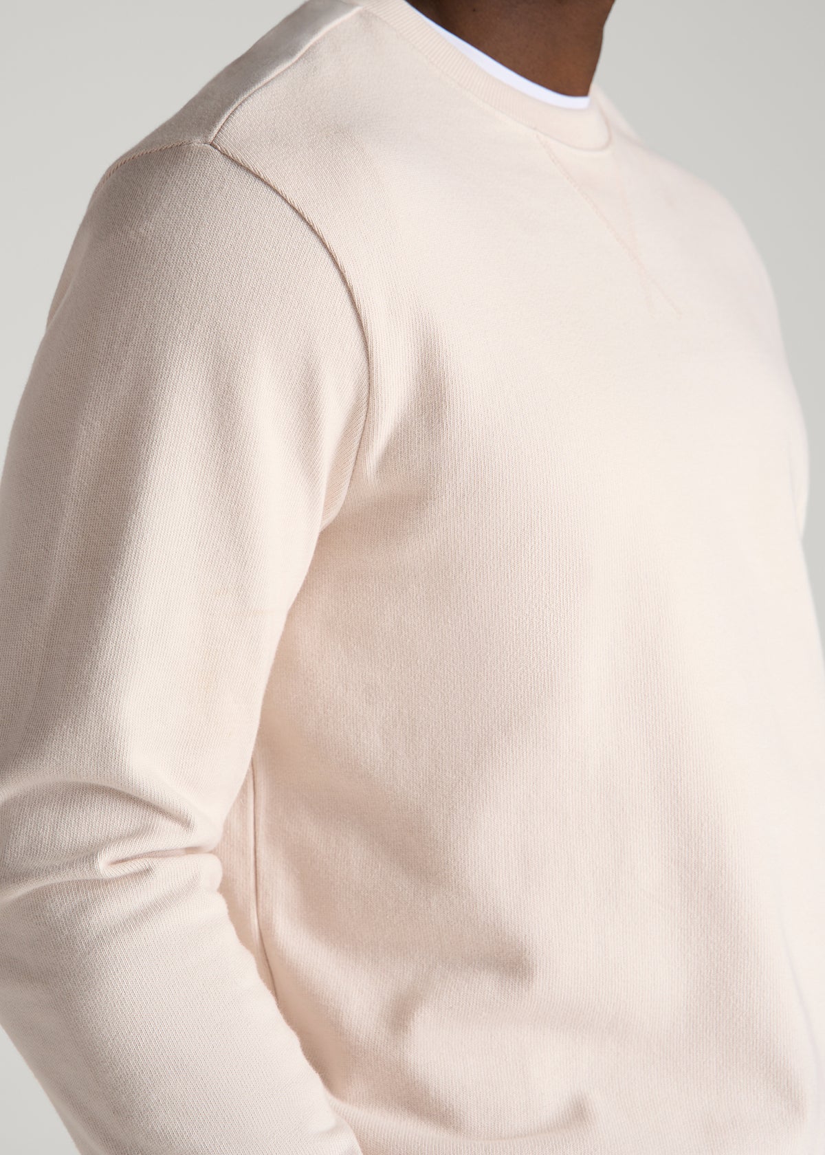 Field Knit Jersey Crewneck for Tall Men in Parchment