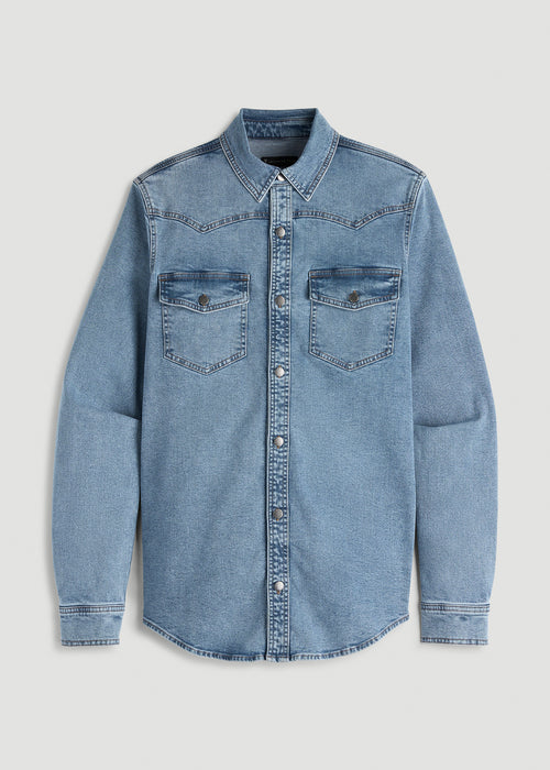 Western Denim Shirt for Tall Men in Heritage Faded