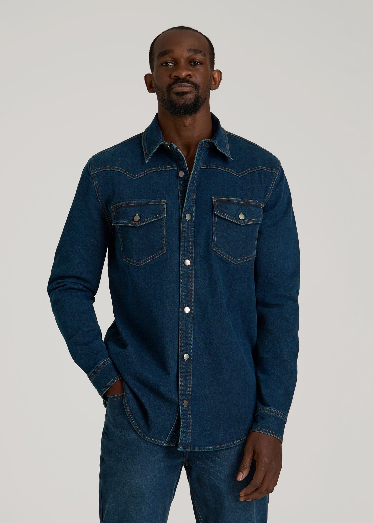 Western Denim Shirt for Tall Men in Indigo Dusk XL / Tall / Indigo Dusk