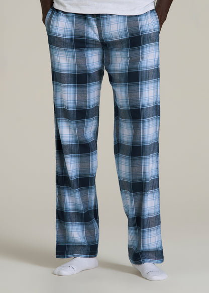 Flannel Pajama Pants for Tall Men in Blue and White Plaid