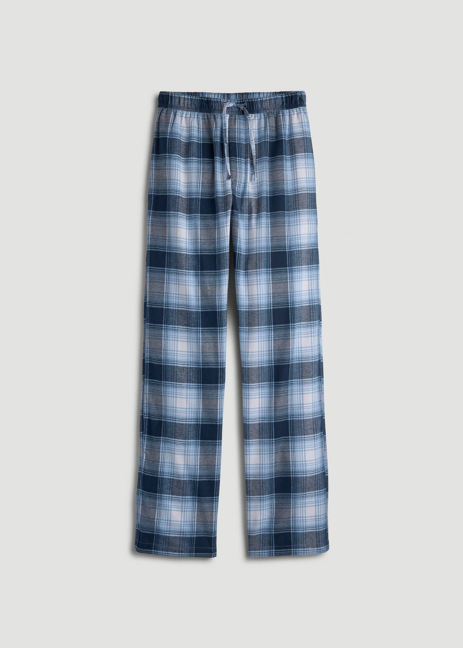 Flannel Pajama Pants for Tall Men in Blue and White Plaid